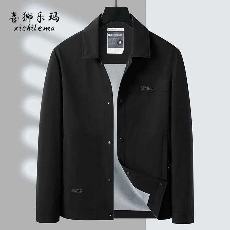 喜狮乐玛轻商务翻领夹克秋季长袖收口袖常规款速干外套休闲爸爸装