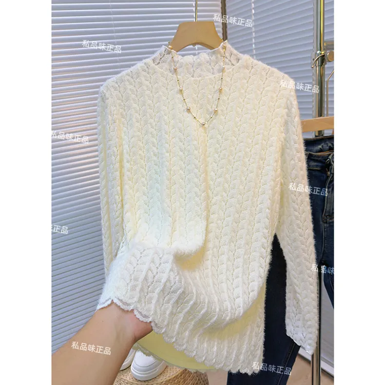 私品味独特漂亮小衫秋冬女装可外穿洋气衣服蕾丝打底衫内搭SS1019