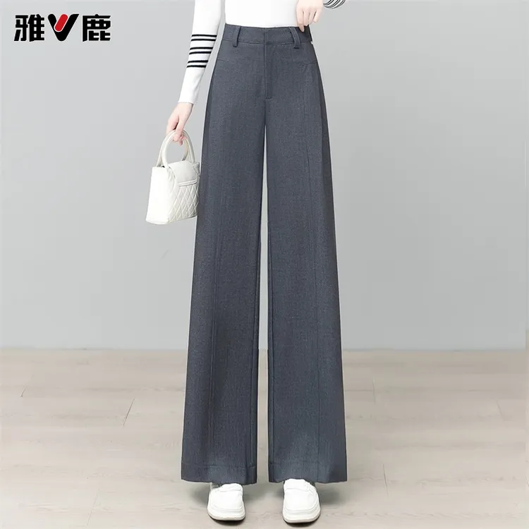 V/雅鹿雅鹿2025秋季新款女士时尚百搭显瘦高腰宽松休闲裤秋冬糯米