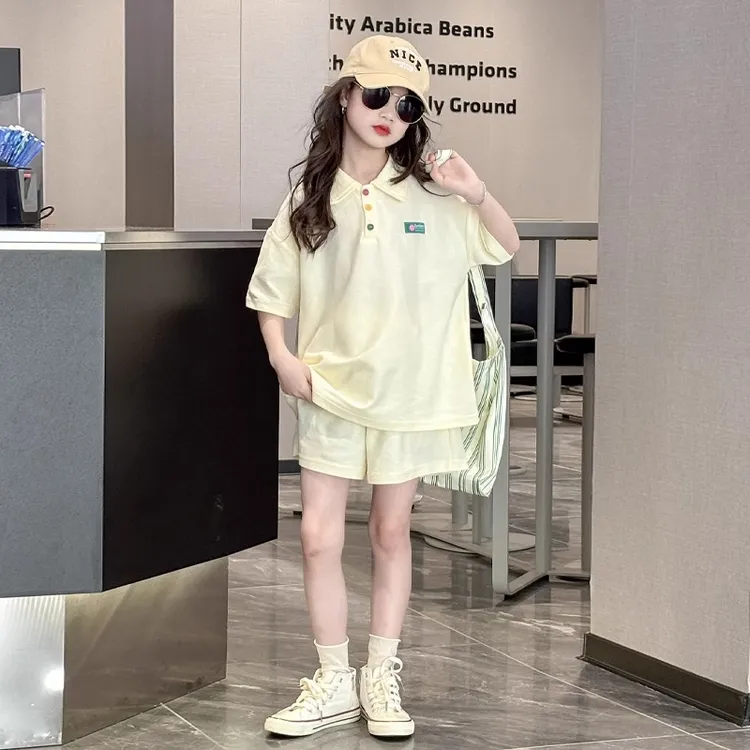 女童套装夏款儿童洋气时尚夏装中大童女孩夏季短袖短裤运动两件套