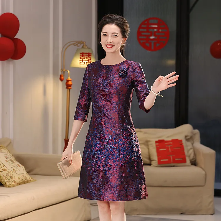 新款2025春夏洋气中式喜婆婆中国风显瘦改良旗袍礼服气质婚宴礼服