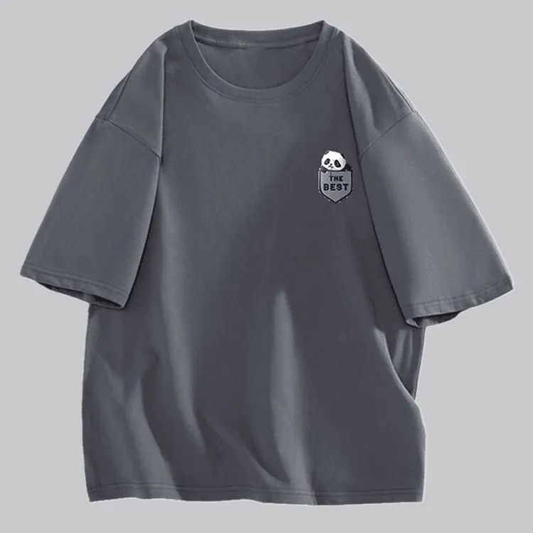 2025时尚百搭男款夏季卡通短袖印花T恤圆领宽松休闲品质半袖T恤衫