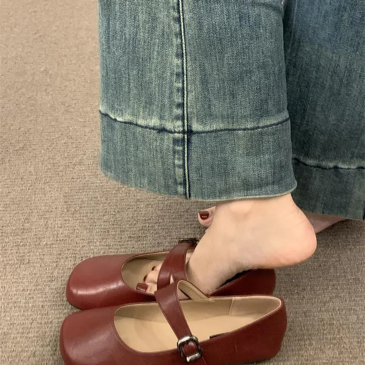 森系复古2025春季文艺玛丽珍平底鞋女晚晚风法式仙女圆头浅口单鞋