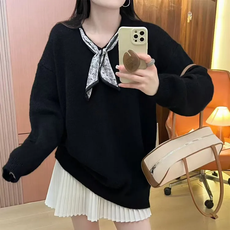大码女装针织衫上衣2025秋季新款胖mm慵懒风气质遮肉百搭洋气毛衣
