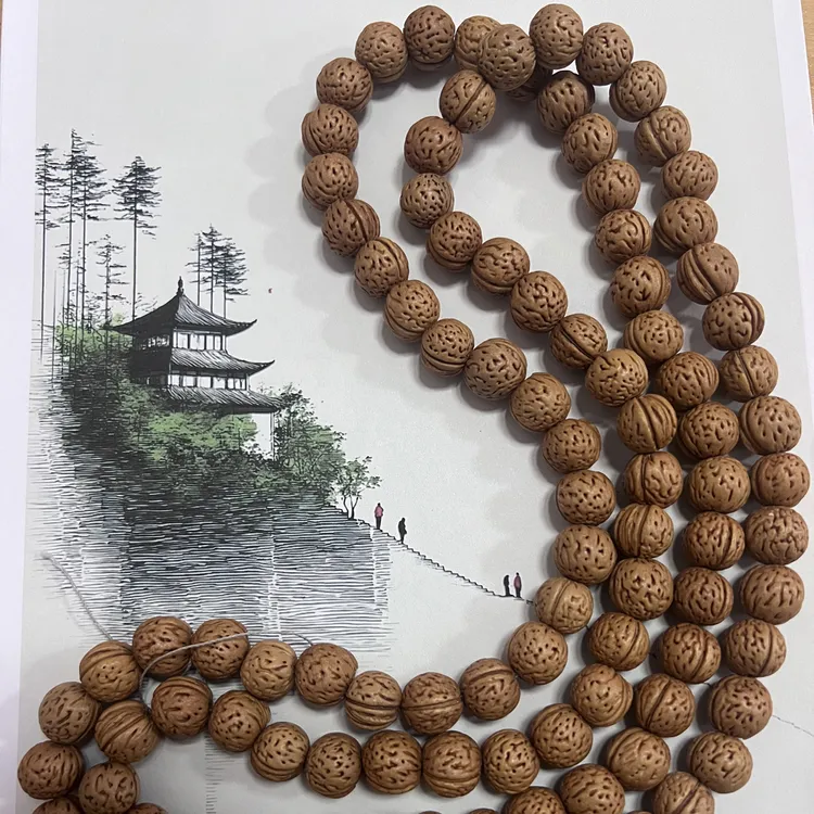 山西野生小桃核108脖挂手串文玩手持精卡尺寸13.7-14.2mm备籽14颗