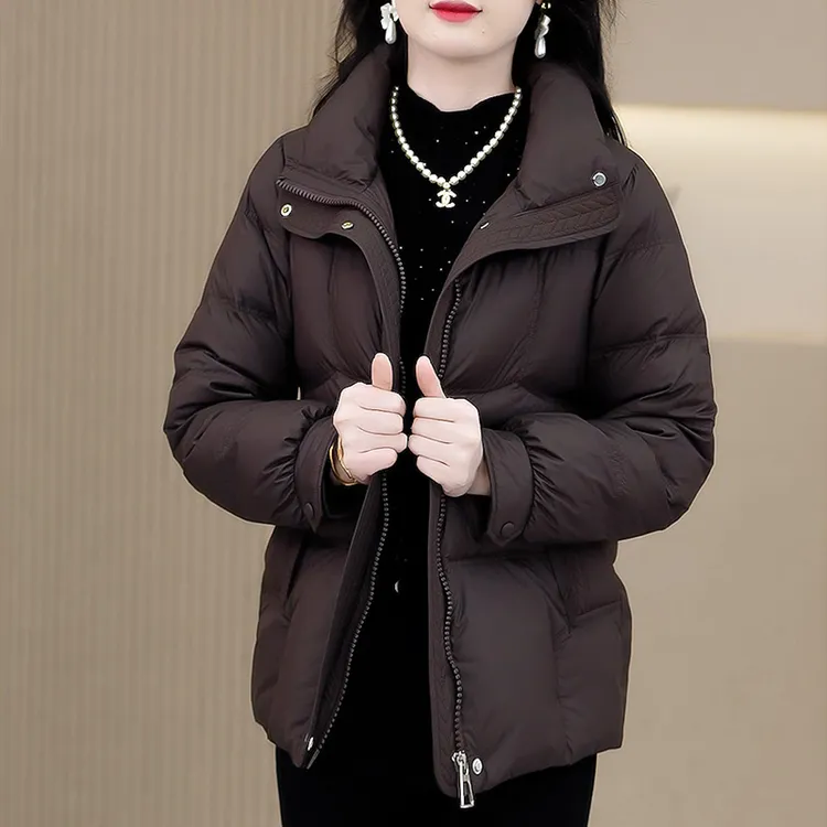 冬季新款白鸭绒羽绒服时尚遮肉减龄百搭气质女款洋气保暖外套