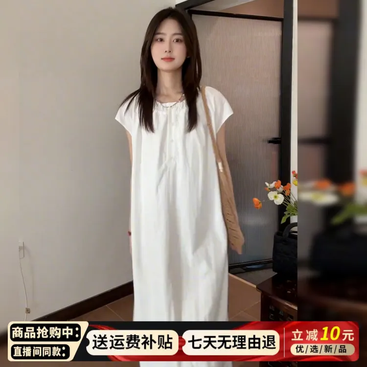 海边度假高级感白月光初恋白色连衣裙女夏季2025新款流行爆款长裙