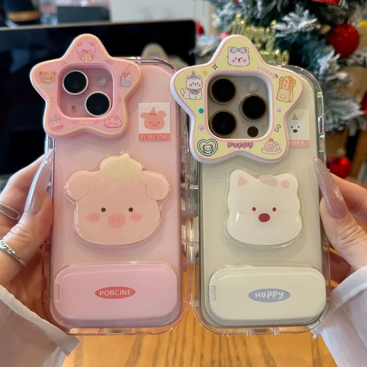 欧克里里粉猪西高地支架适用苹果16/17手机壳华为vivo小米15/14女