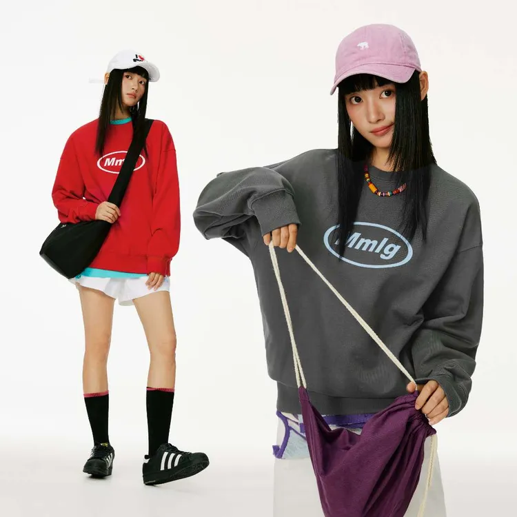 Mmlg2025秋新款韩版纯棉经典logo印花卫衣美式慵懒男女同款FQA035