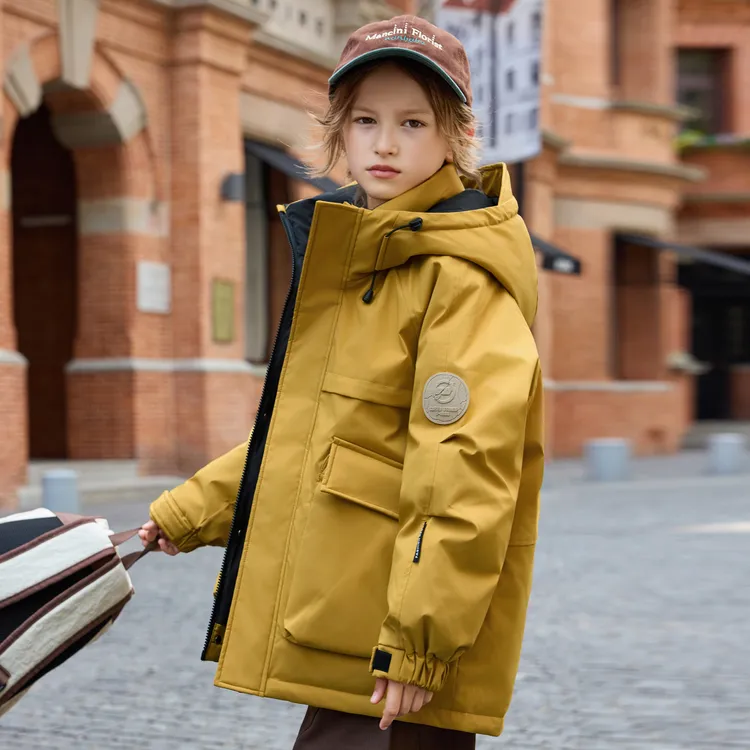 儿童羽绒服男童中大童中长款2025新款男孩洋气白鸭绒加厚保暖外套