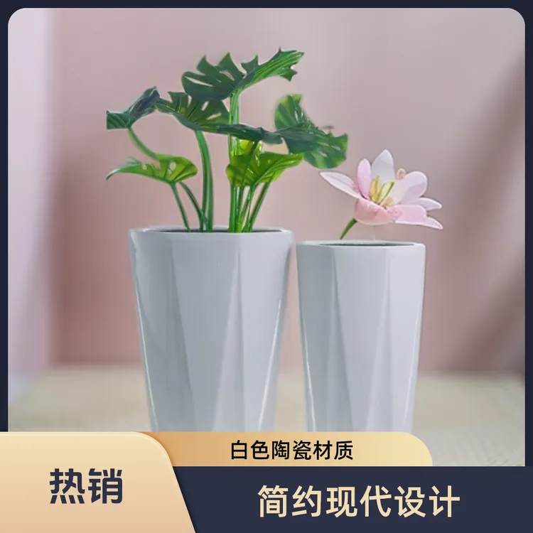 简约直筒陶瓷花盆大号特大号清仓天堂鸟散尾葵夏威夷绿植千年木