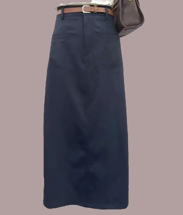 秋季新款高腰a字包臀直筒开叉中长款女半身裙XX-9890