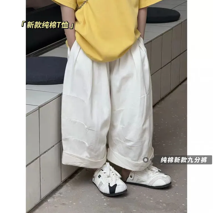 男童潮酷帅气POLO衫短袖+九分裤阔腿裤夏季新款中大童休闲两件套