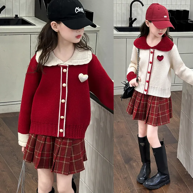 巴拉童年女大童本命年穿搭冬季2025女孩新年衣服女童秋冬呢子裙套