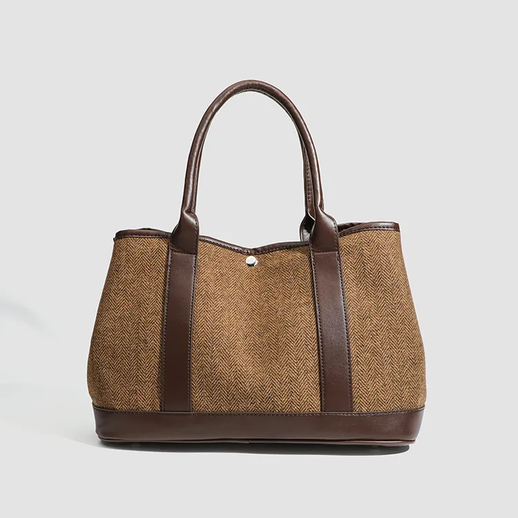 女2025小众秋冬新款女包时尚气质毛呢单肩手提大包包简约百搭背包