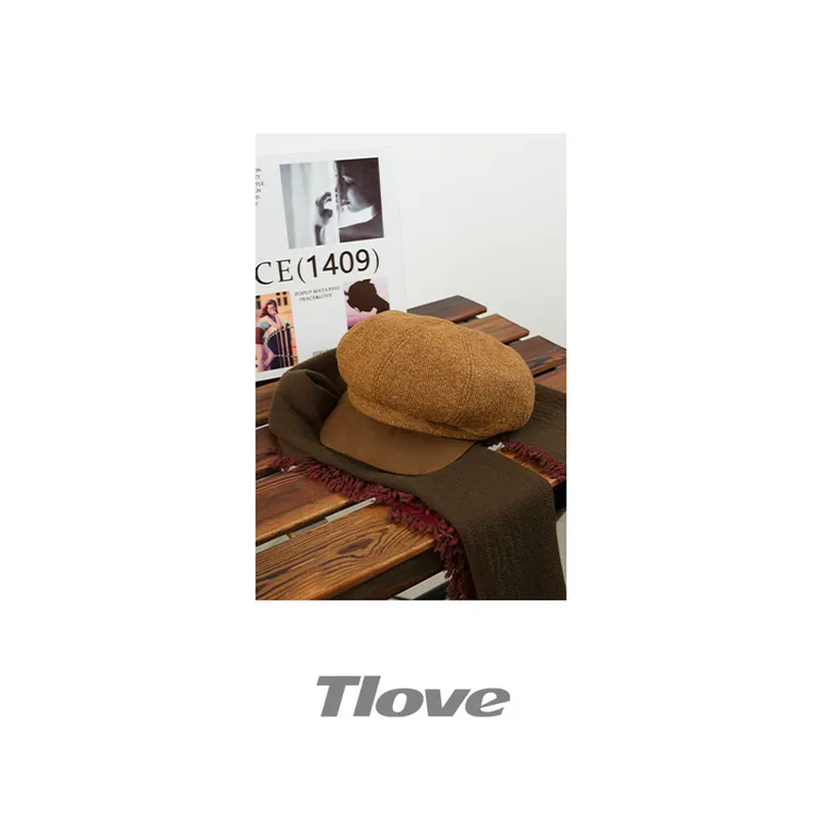 9777秋冬复古时尚百搭帽子简约保暖ins小众鸭舌帽