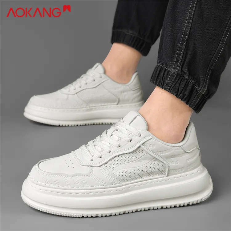 Aokang/奥康官方正品月影白时尚百搭舒适工作防滑保暖增高小白鞋商品图