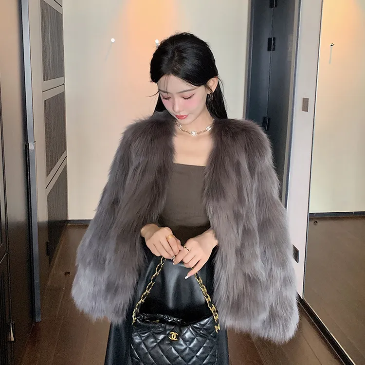 BOBO 芦苇花  芬兰进口狐狸毛皮草外套女2025新款毛毛大衣年轻新1