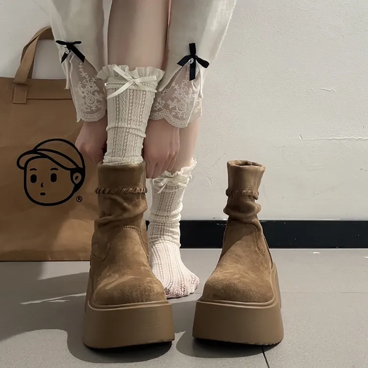 美拉德小个子增高复古厚底马丁靴女款2025新款秋季显瘦勃肯短靴子