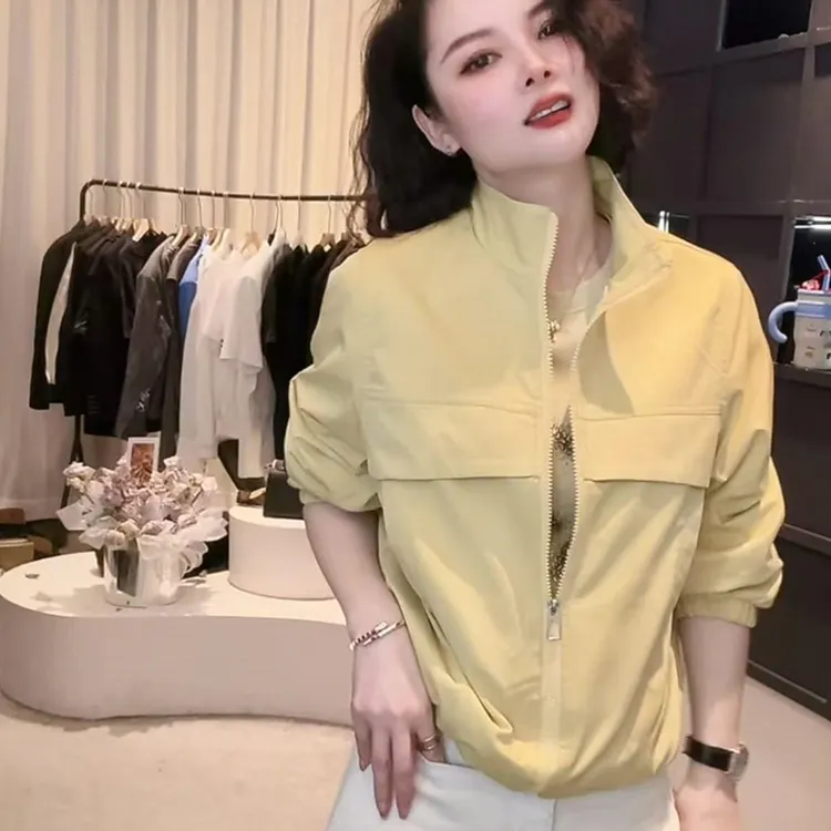韩版气质时尚立领休闲百搭长袖外套女2025春季新款小众设计感上衣