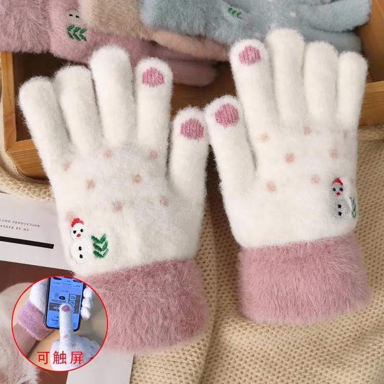 冬季女保暖可爱ins骑车加绒加厚2025新款学生韩版可触控屏幕开车