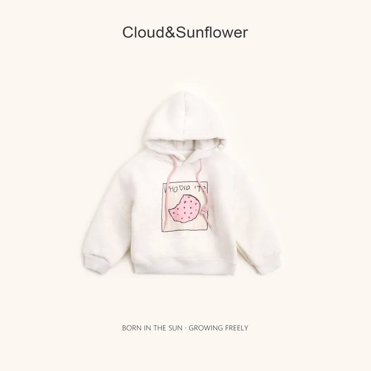 【云朵小葵】女童冬季新款年款加厚饼干印花休闲连帽卫衣25142