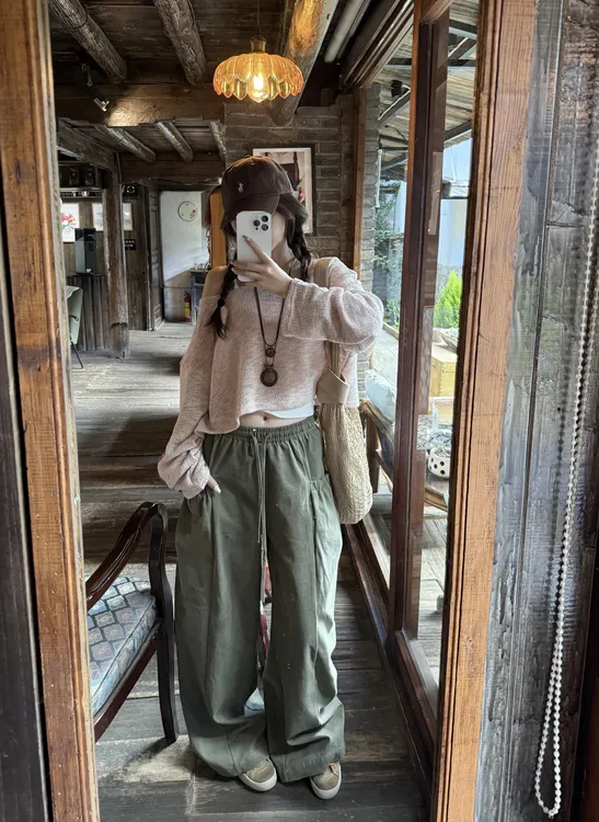 2025早秋新款慵懒风松弛感薄款针织防晒罩衫上衣百搭阔腿裤两件套