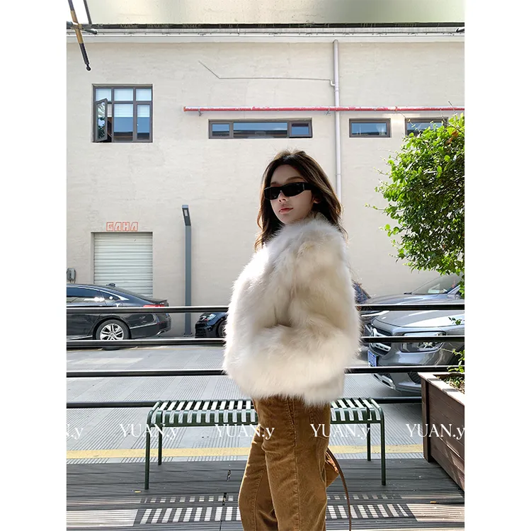 媛媛【霜华映月】秋冬新款狐狸毛皮草外套女中长款外套上衣#PC0075