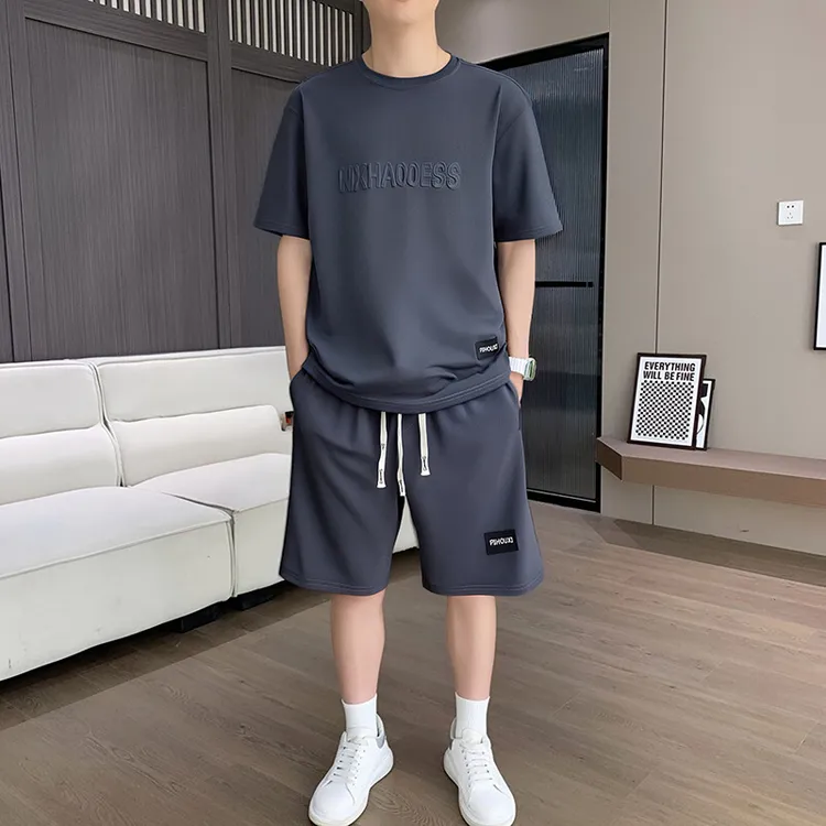 男士潮流韩版宽松休闲运动短裤两件套男2025新款夏季短袖t恤套装
