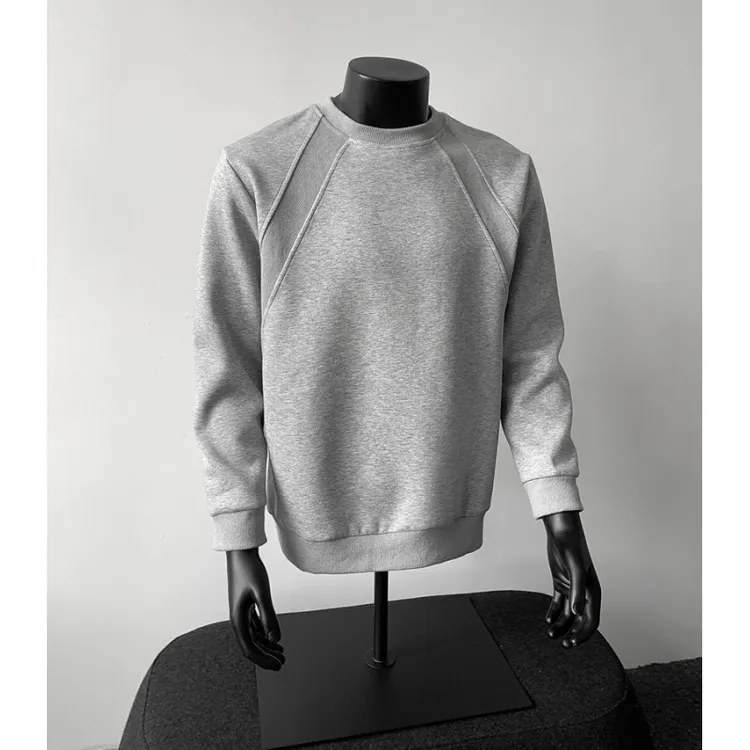 400g重磅圆领卫衣男春秋款美式cleanfit解构上衣大码宽松打底内搭