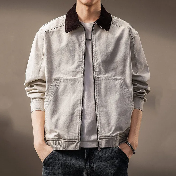 高端美式重磅复古工装夹克男潮牌秋冬纯棉户外底特律休闲痞帅外套