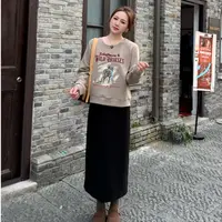 NANJIE/楠姐【克里斯汀】美式字母宽松显瘦圆领羊毛卫衣XNS6694