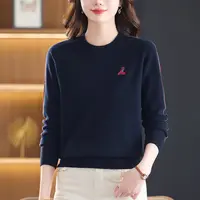 女士纯羊毛打底衫2025秋冬新款内搭上衣宽松百搭显瘦减龄毛衣圆领