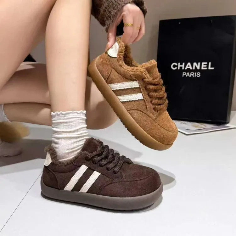 加绒新款网红爆款复古学院舒适厚底运动鞋时尚休闲德训板鞋