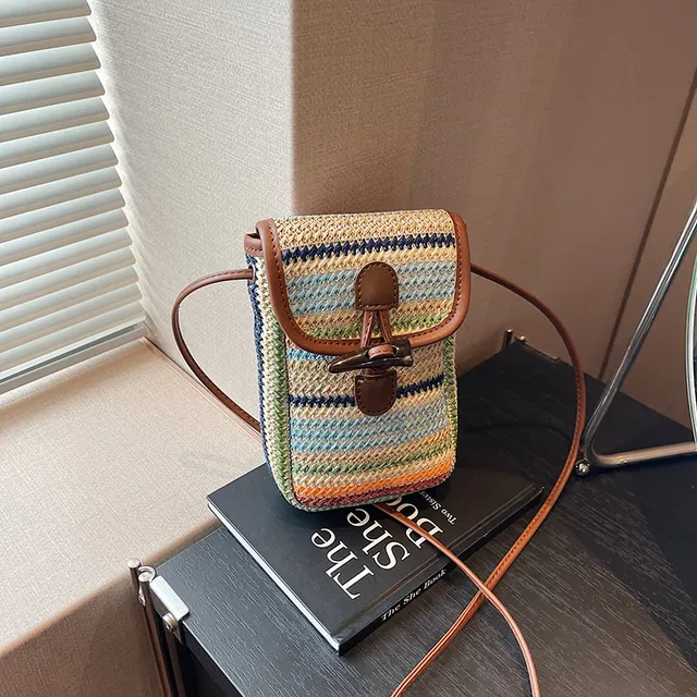 波西米亚海边草编包包女2025新款度假编织沙滩包单肩斜挎包手机包