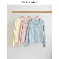  【海街日集】元宝领马卡龙麻花长袖毛衣女冬季 AWMY388