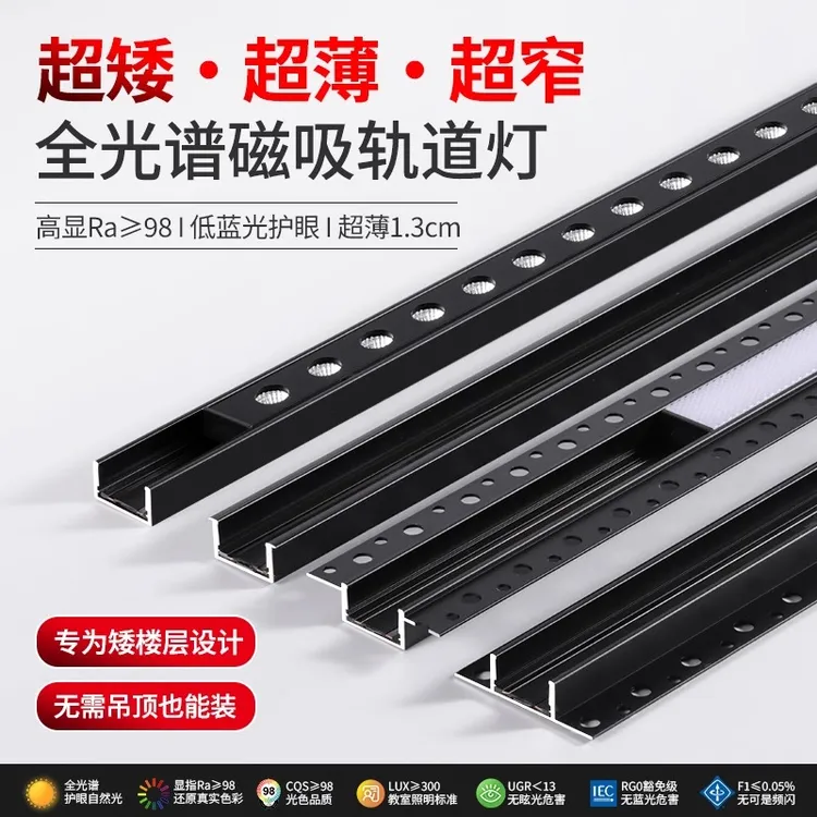 2010超薄护眼无主灯轨道磁吸灯家用客厅嵌入明装暗装磁吸轨道灯