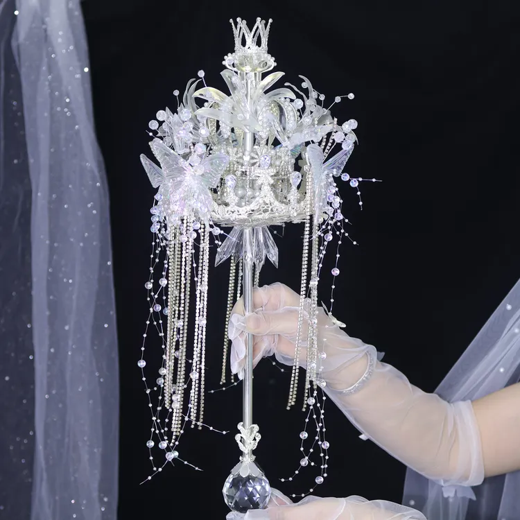 权杖手捧花手工diy新娘结婚高级感女王婚礼高级婚纱材料包和成品