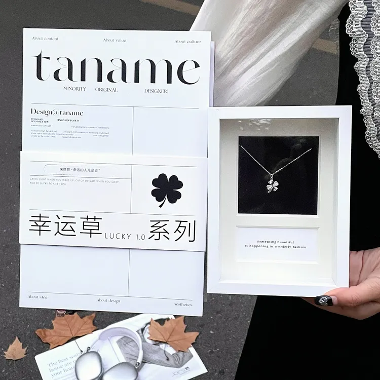 taname 坠链均925银锆石 官方店正品四叶草幸运草项链生日礼物
