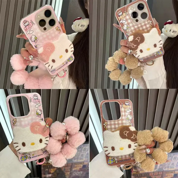 毛绒刺绣KT适用苹果iphone17/16软壳OPPO荣耀华为小米vivo手机