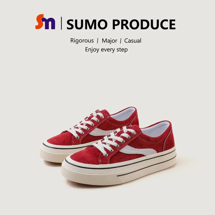 素陌2025秋季新款低帮滑板鞋厚底复古运动休闲鞋百搭系带圆头003