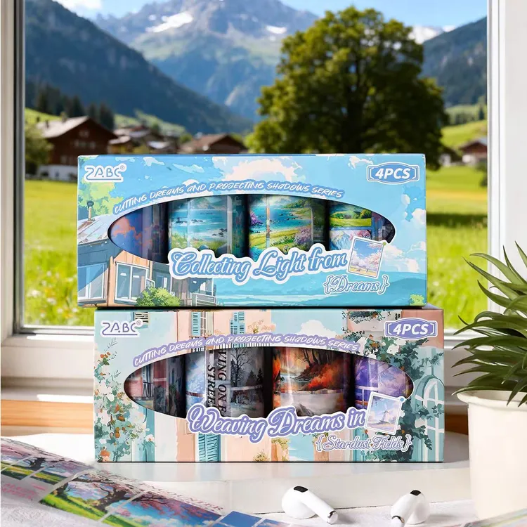 剪梦贴影系列PET防水分镜造景手账装饰素材胶带风景插画