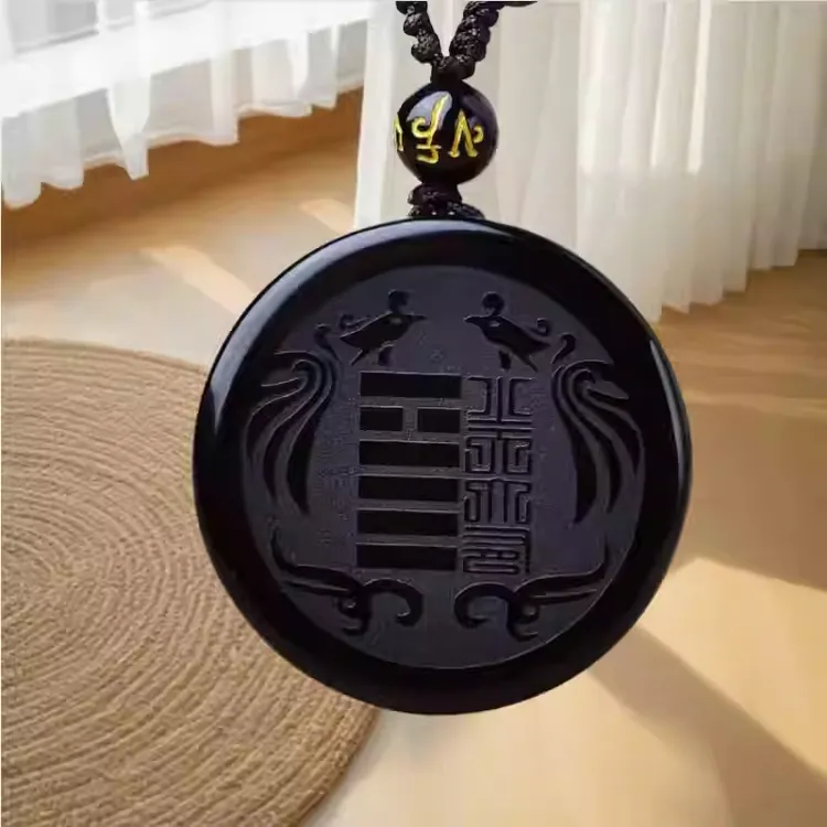 天然黑曜石朱雀五行补火挂件钥匙扣离火卦喜火卦男女款项链坠饰品