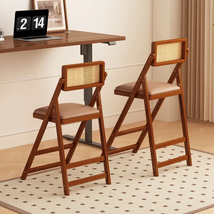 可吧台椅子轻奢高级感酒吧高脚凳久坐不累高凳靠背椅藤编餐厅椅子