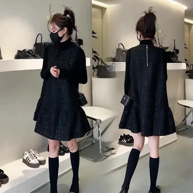 小香风马甲裙女早秋背心黑色亮丝百搭显瘦遮肉连衣裙轻奢高端女装