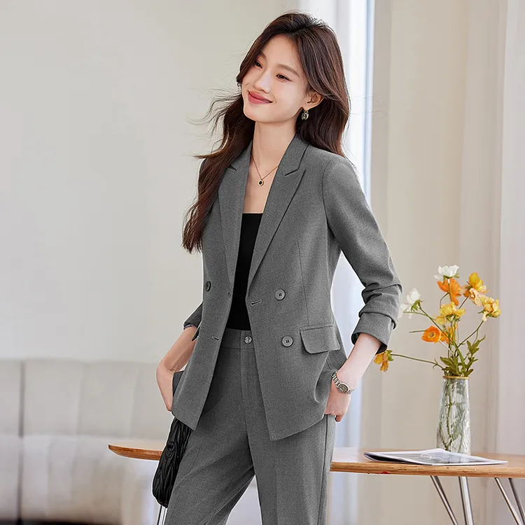 高级灰职业装西装套装女春秋高端大气上档次精致通勤高档女工作服