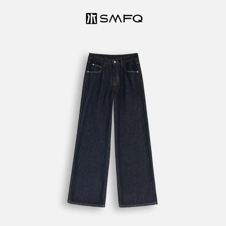 水木夫妻 进口原牛新疆棉直筒阔腿牛仔裤