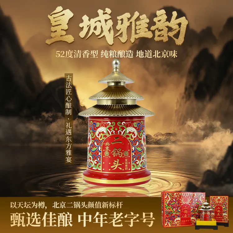 永丰牌【官方】二锅头皇城雅韵白酒口粮酒网红高颜值一箱6瓶52度商品图