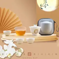 羊脂玉盖碗玉兔望月家用功夫茶具创意女士茶碗茶杯