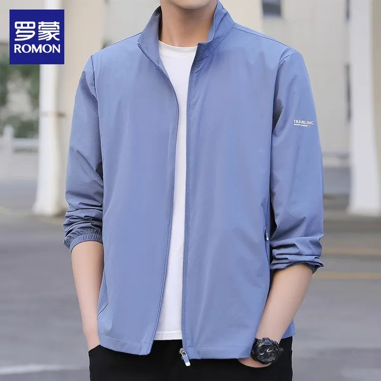 罗蒙男士休闲防晒外套2025夏季超薄款户外透气皮肤衣夹克外套男装